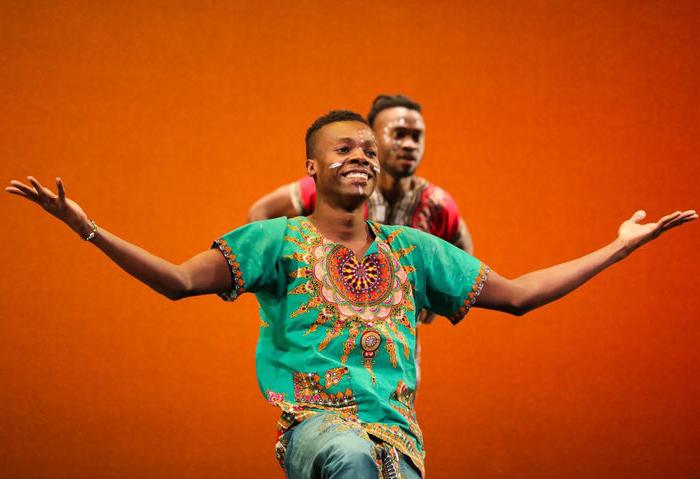 A member of the ZuZu African Acrobats during a performance.