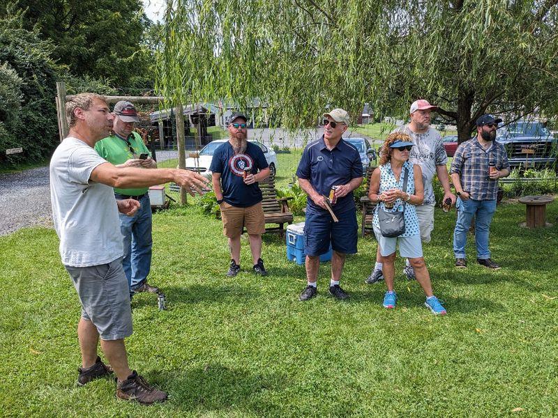 People gathered around at Hops Farm