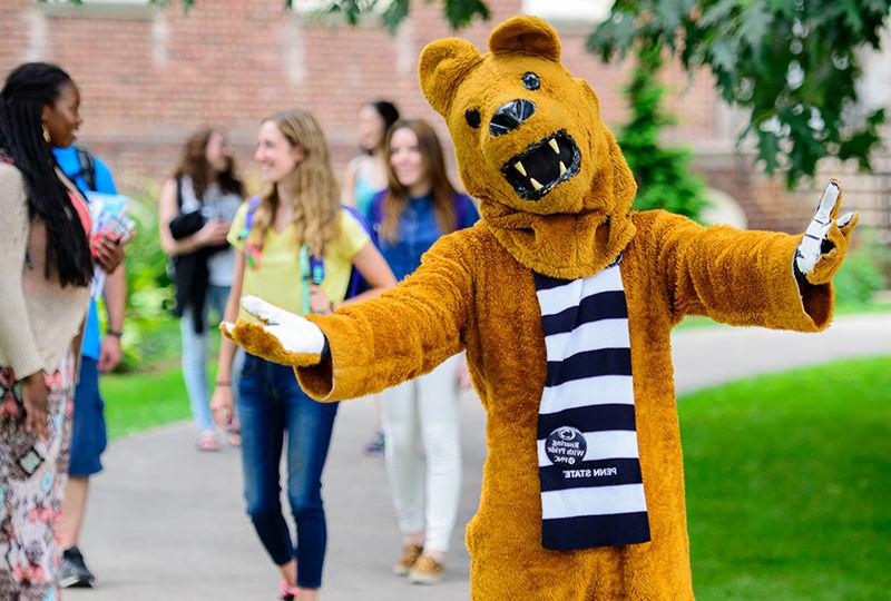 Nittany Lion welcoming students on campus. Nittany Lion welcoming students on campus.